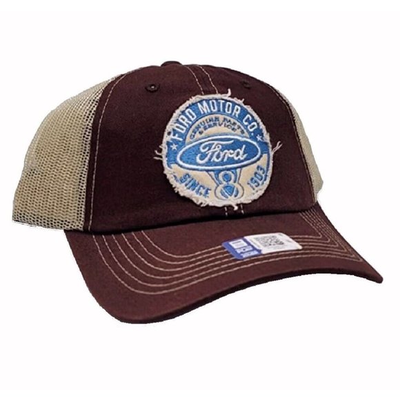 Ford Vintage V8 Embroidered Patch Distressed Style Mesh Cap - NEW Fast Ship - Picture 2 of 6